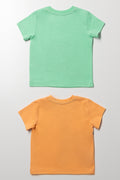2 Pack T-Shirts Green And Orange (2)