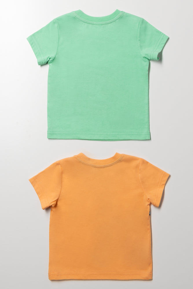 2 Pack T-Shirts Green And Orange (2)