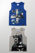 Batman 2 Pack Sleeveless Vests Blue And Grey