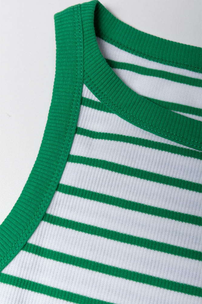 Ribbed Stripe Bodycon Dress Green (1)