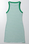 Ribbed Stripe Bodycon Dress Green (2)