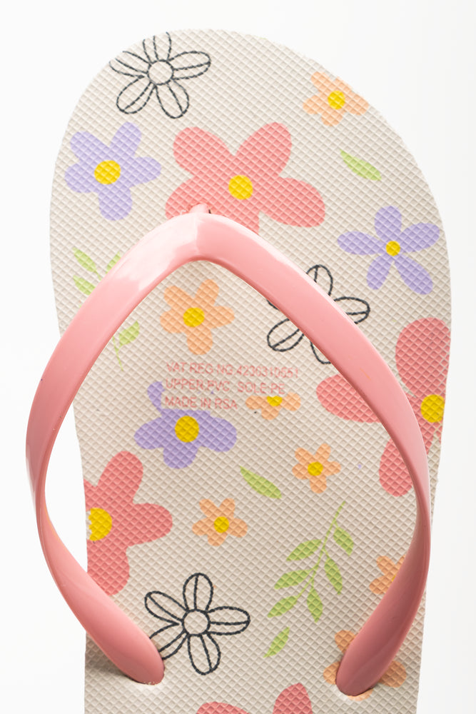 Floral Flip Flops Peach (4)