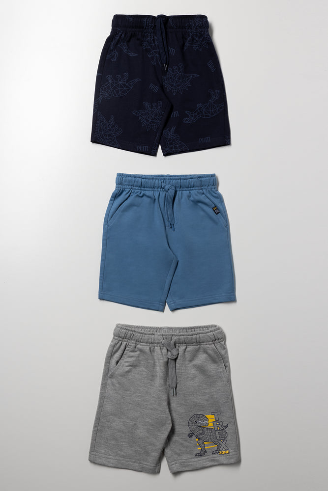 3 Pack Shorts Navy, Blue And Grey
