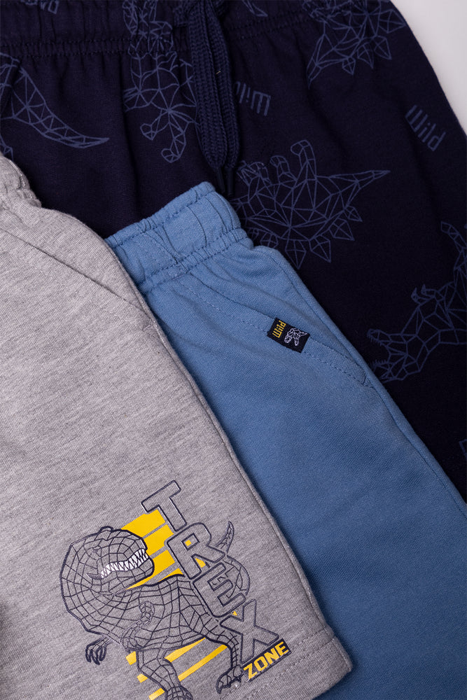 3 Pack Shorts Navy, Blue And Grey