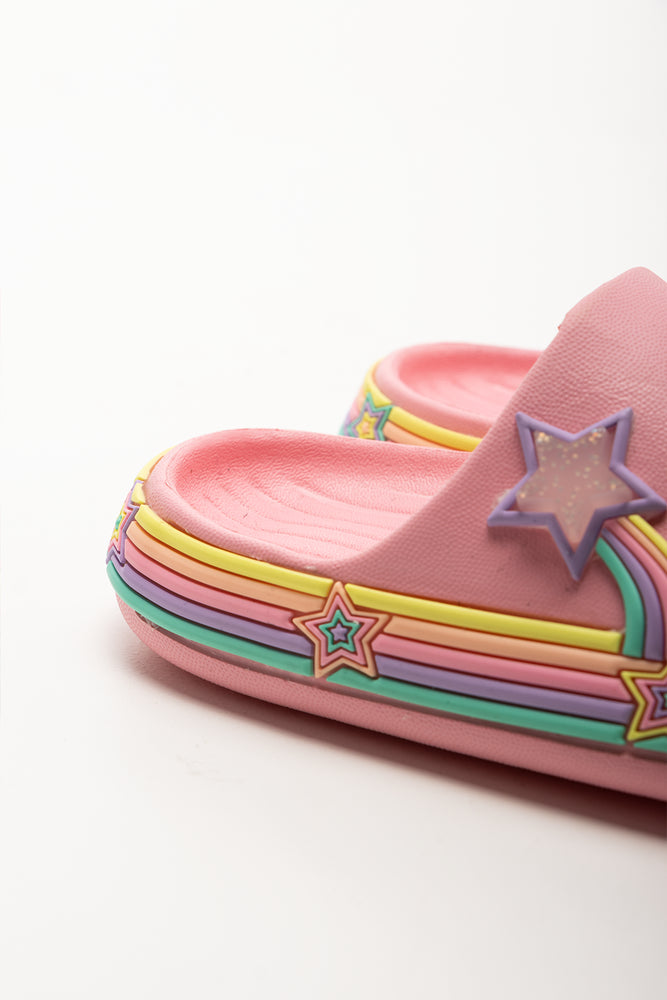 Rainbow Star Pool Slides Pink (3)