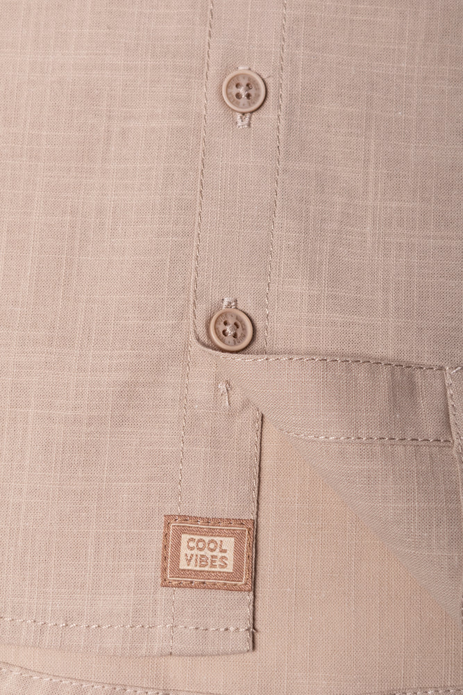 Short Sleeve Linen Blend Shirt Natural (2)