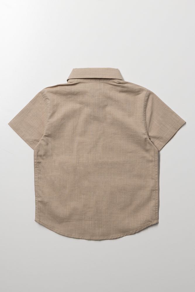 Short Sleeve Linen Blend Shirt Natural (3)