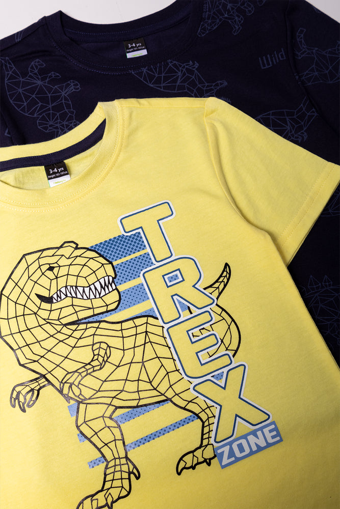 2 Pack Short Sleeve T-Shirts Navy And Yellow (1)