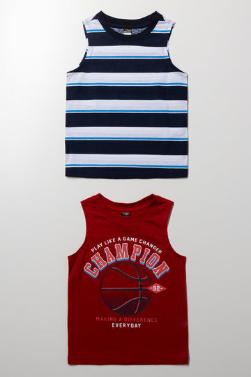 2 Pack Sleeveless T-Shirts Red And Blue
