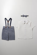 Braces Shorts And Shirt Set White And Blue (2)