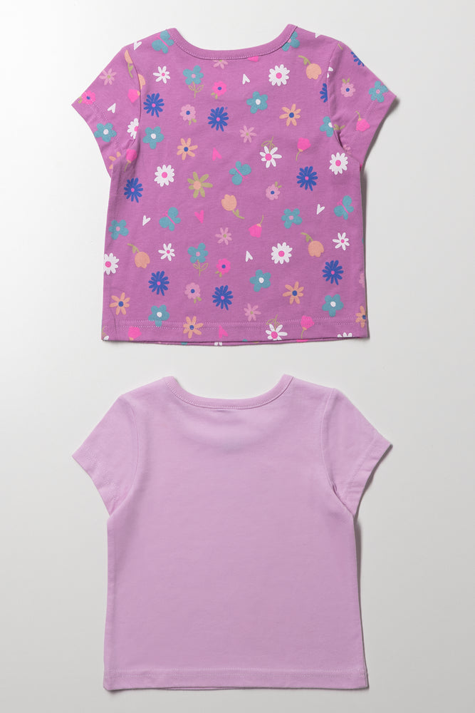 2 Pack Ice Cream Printed T-Shirts Lilac (2)