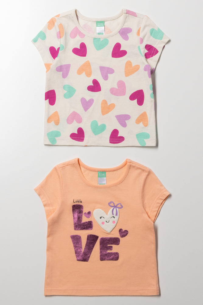 2 Pack Short Sleeve T-Shirts Natural And Peach