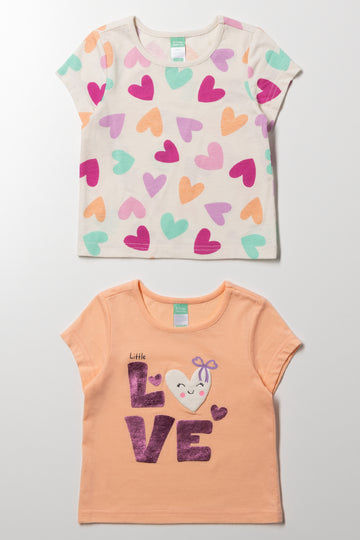 2 Pack Short Sleeve T-Shirts Natural And Peach