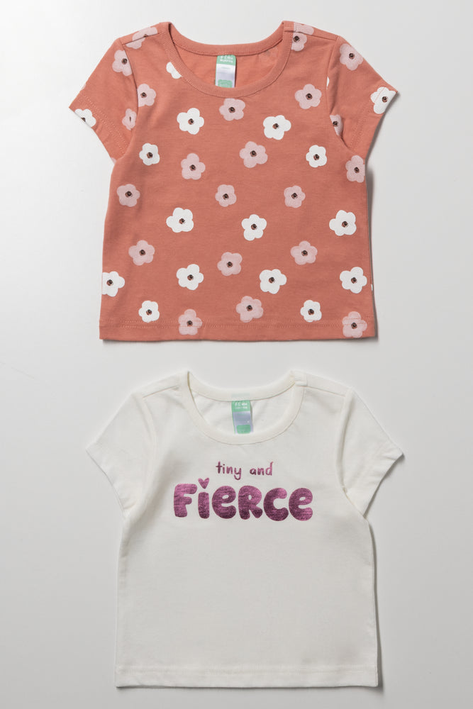 2 Pack Fierce T-Shirts Natural And White