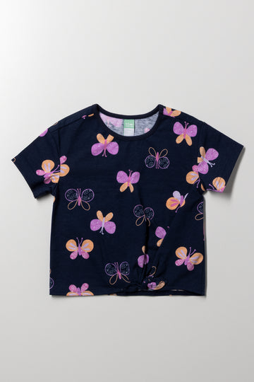 Front Tie T-Shirt Navy