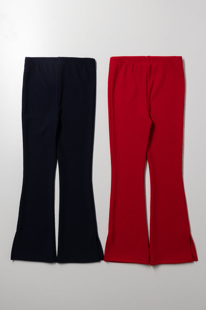 2 Pack Flare Leggings Navy And Red (2)