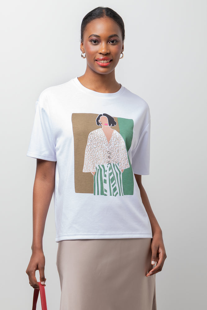 Girl Oversized Short Sleeve T-Shirt White