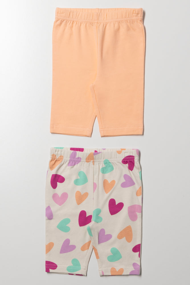 2 Pack Heart Cropped Leggings Orange