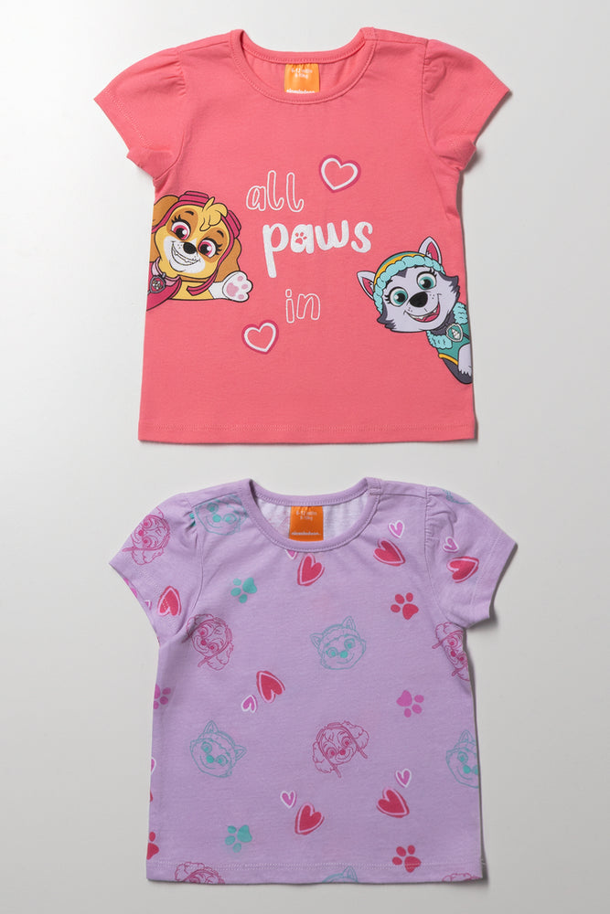 Paw Patrol 2 Pack T-Shirts Lilac And Peach