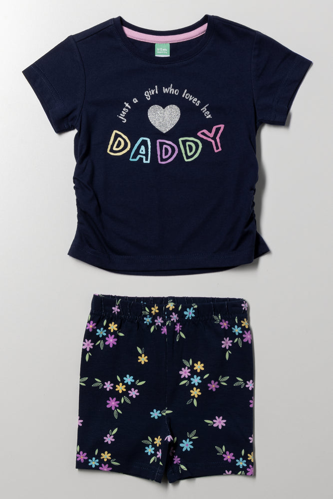 Cycle Shorts & T-Shirt Set Navy