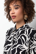 Swirl Short Sleeve Resort Shirt Black And Cream (3)