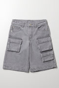 Cargo Denim Shorts Grey