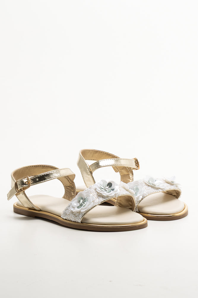 Bead Embellished Sandals Gold