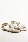 Bead Embellished Sandals Gold