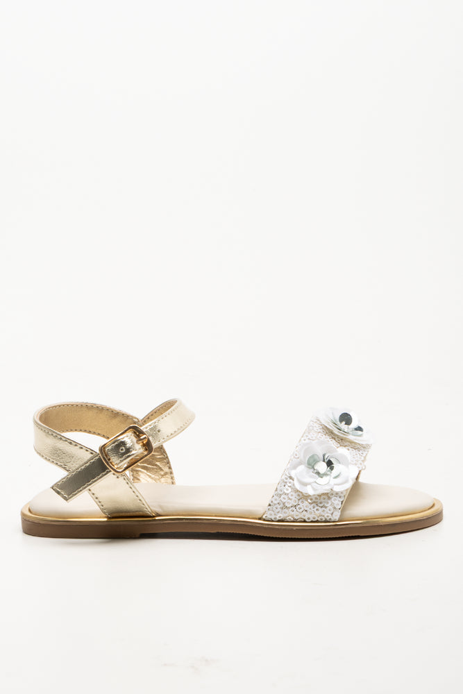 Bead Embellished Sandals Gold
