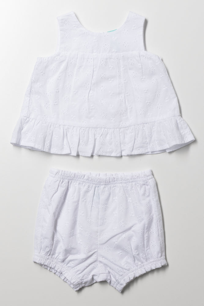 Anglaise Shorts Set White