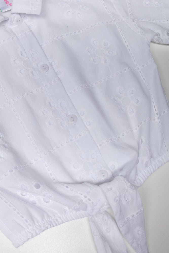Anglaise Front Tie Resort Shirt