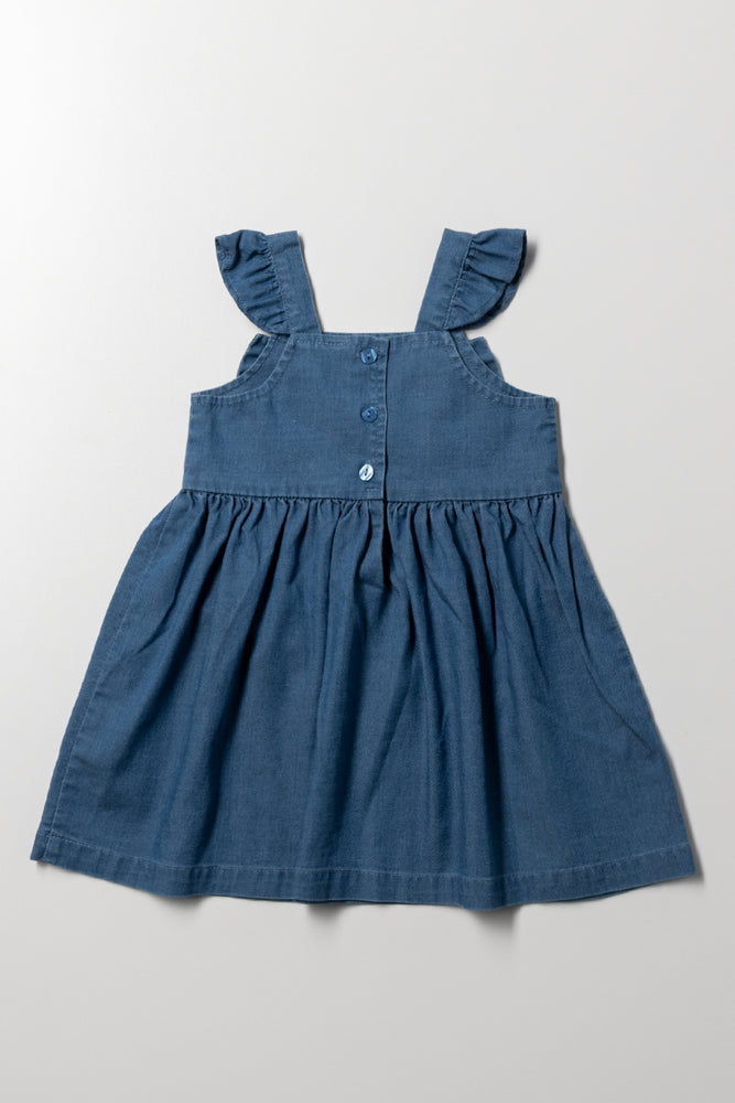 Denim Dress With Bow Blue (2)