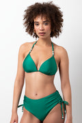 Shimmer Beaded Triangle Bikini Top Green