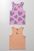 2 Pack Rib Vests Pink And Peach