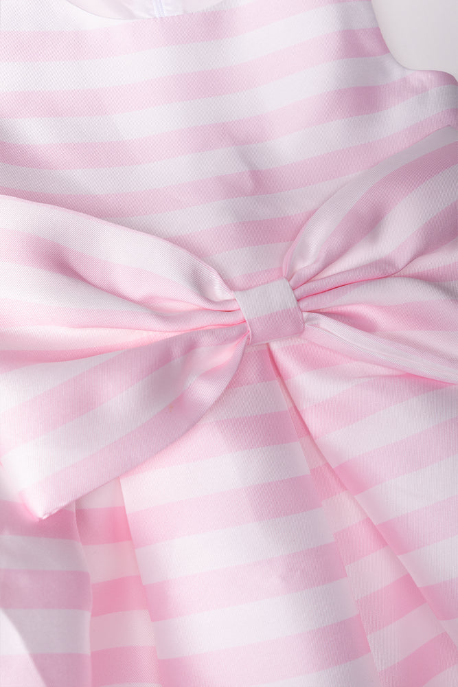 Stripe Bow Dress Pink And White