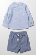 2 Piece Linen Blend Set Blue