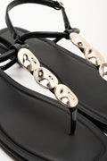 Metal Trim Thong Sandal  Black (2)