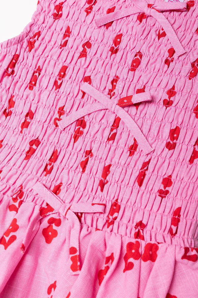 Smocked Top with Bows Pink