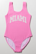 Miami Textured One Piece Swimsuit Pink