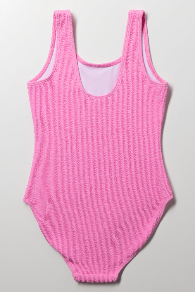 Miami Textured One Piece Swimsuit Pink (2)