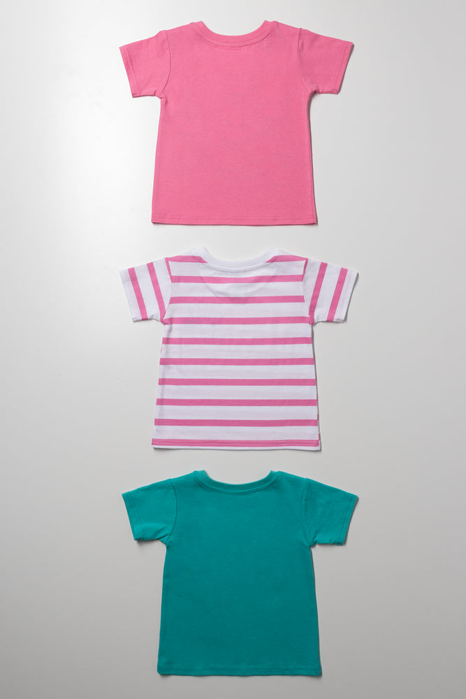 Minnie Mouse 3 Pack T-Shirts Pink, White And Blue (2)