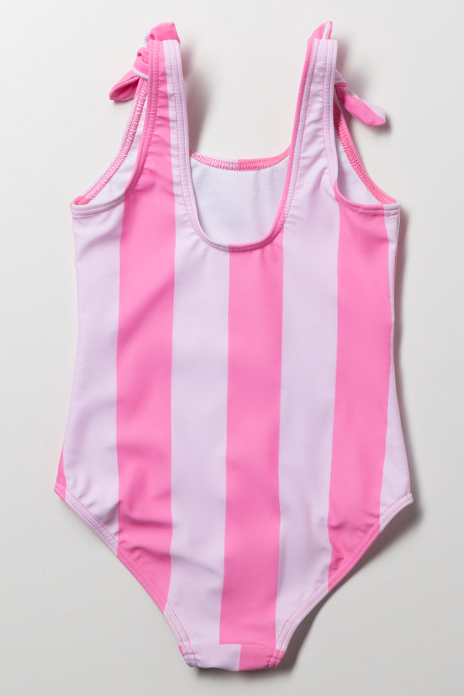 Stripe One Piece Swimsuit Pink (2)