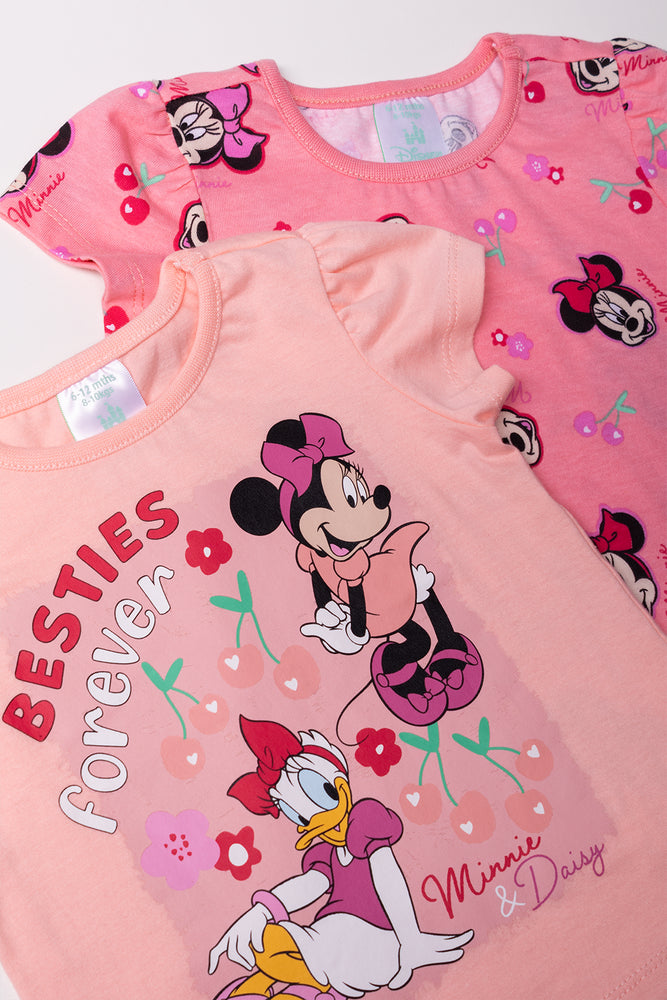2 Pack Minnie Mouse Short Sleeve T-Shirts Peach (1)