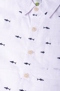 Short Sleeve Linen Blend Shirt White (1)