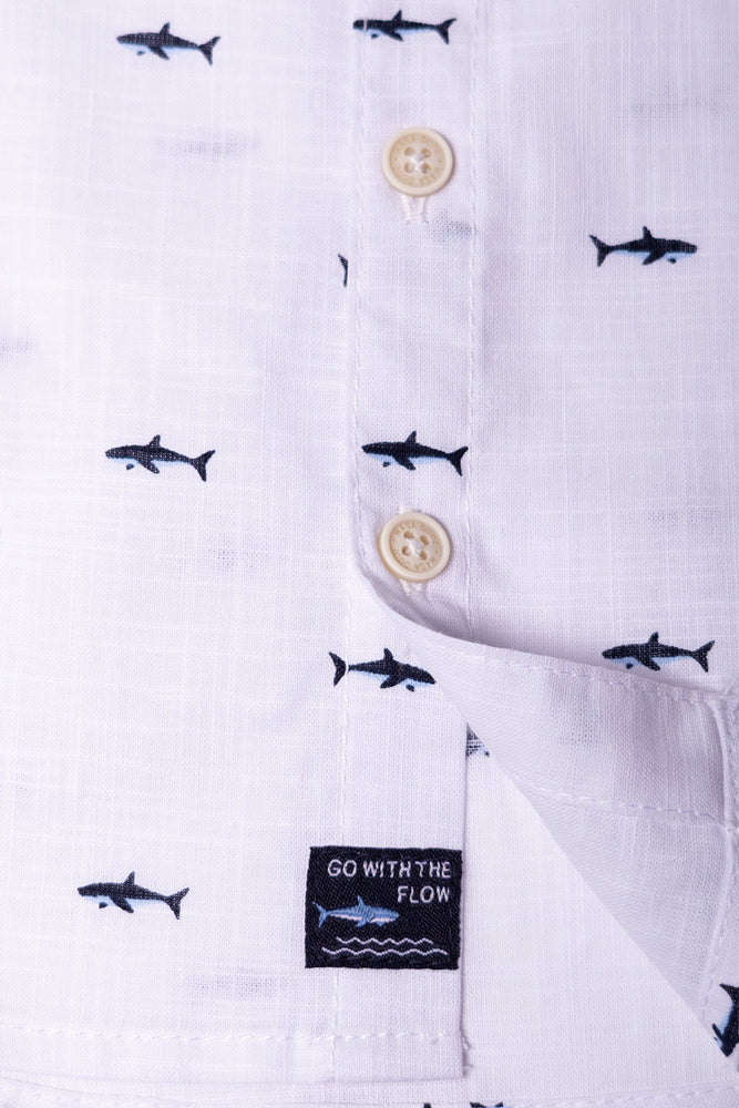 Short Sleeve Linen Blend Shirt White (2)