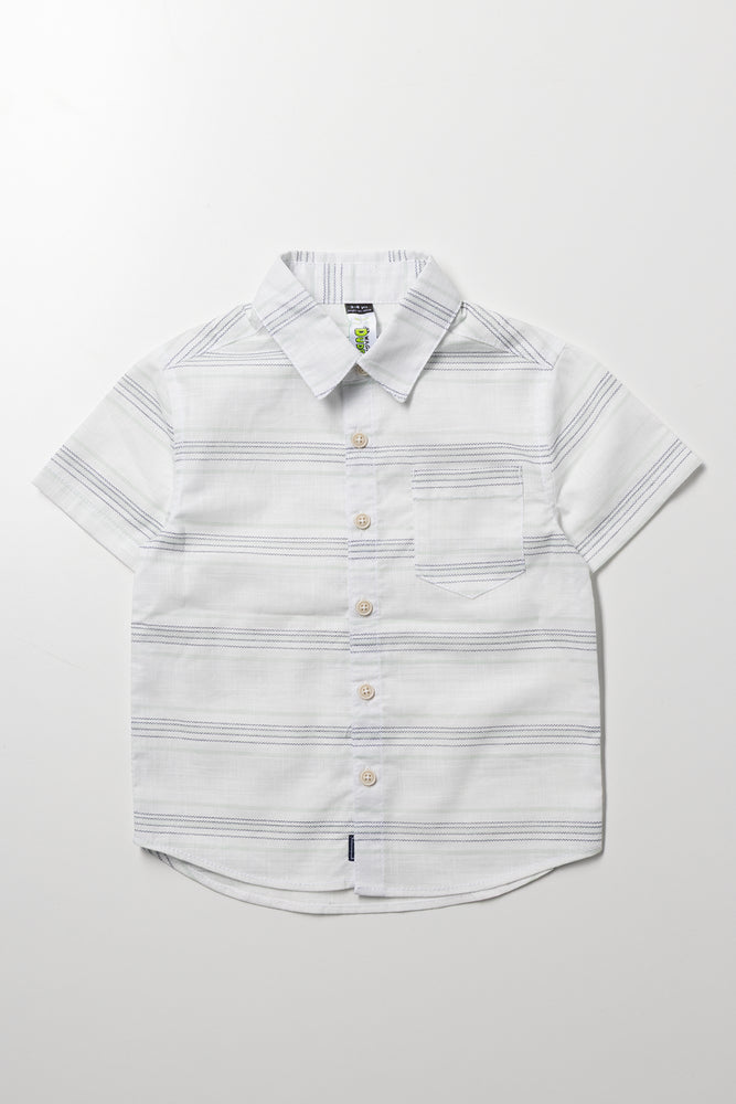 Short Sleeve Linen Blend Shirt White