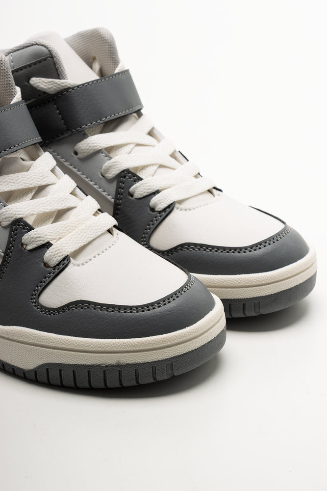 High Top Sneaker White & Grey (2)