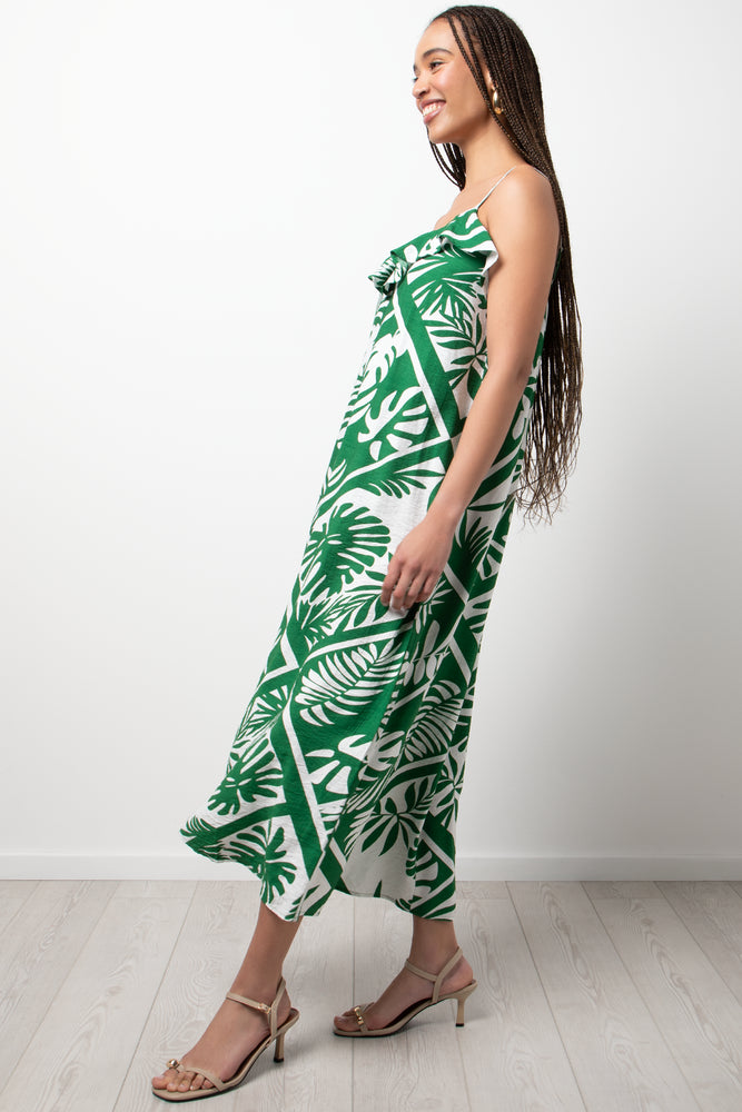 Strappy A-Line Maxi Dress Green
