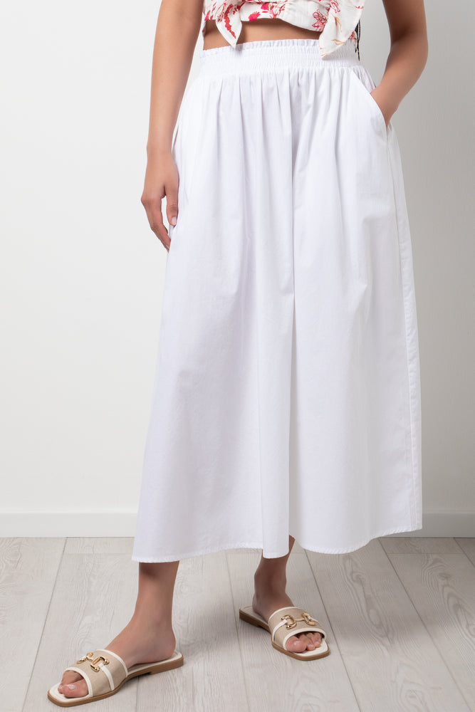 A-Line Poplin Skirt White