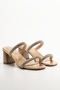 Diamante Mule Block Heel Natural